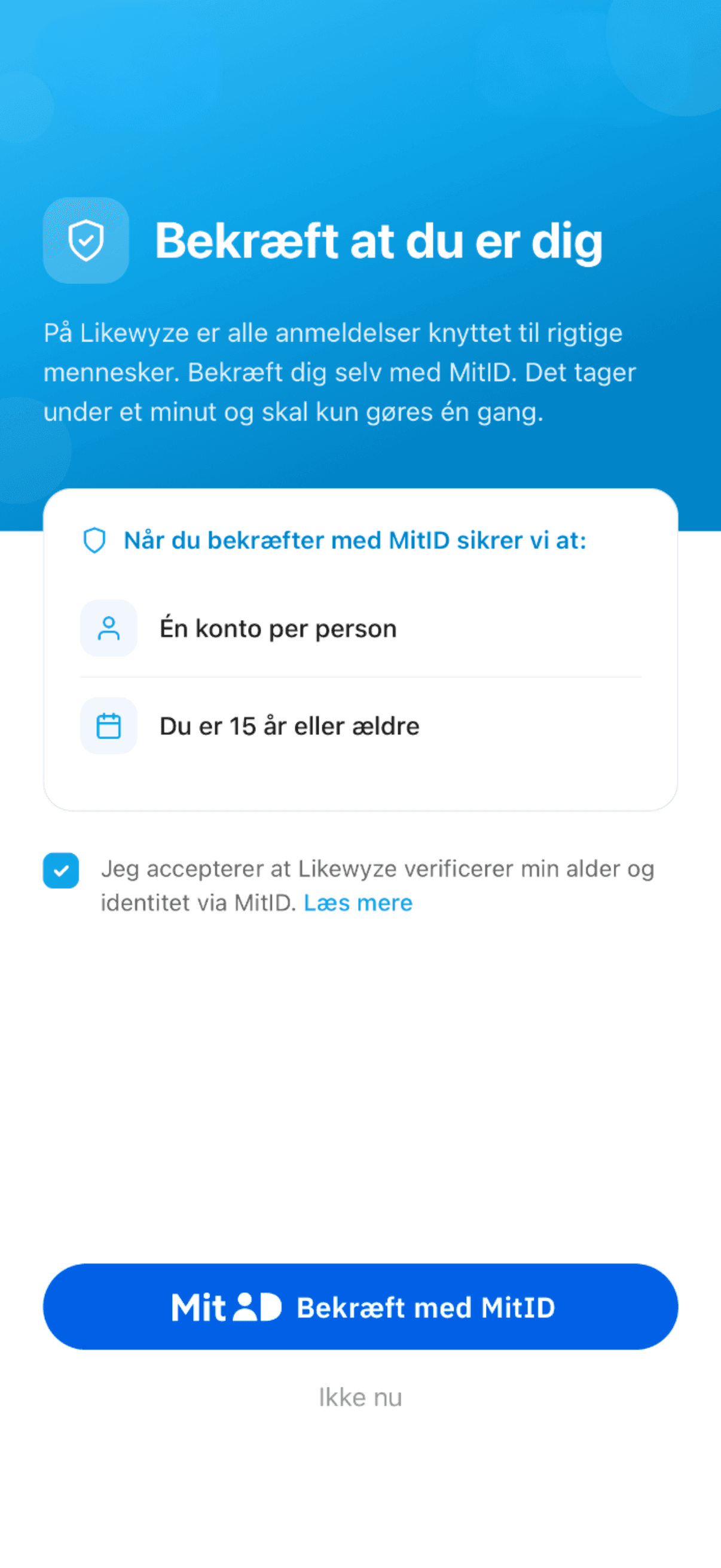 MitID verifikation i Likewyze
